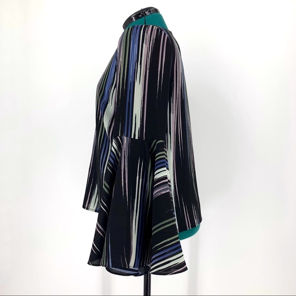 Vince Camuto Striped Print Flounce Sleeve Blouse, Medium - Picture 5 of 16